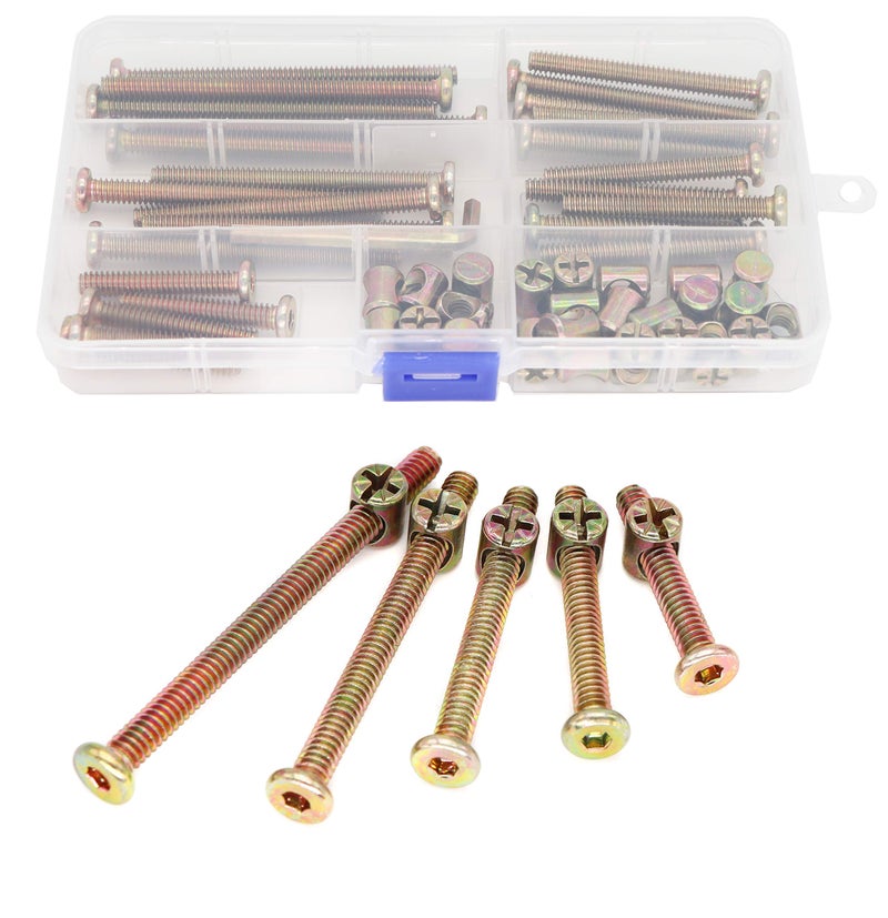cSeao 50pcs 1/4-20"" Baby Bed Hardware Replacement Kit  Zinc Plated Hex Socket Cap Drive Screws Barrel Nuts Assortment Kit for Cot Chairs Furniture - Image 1